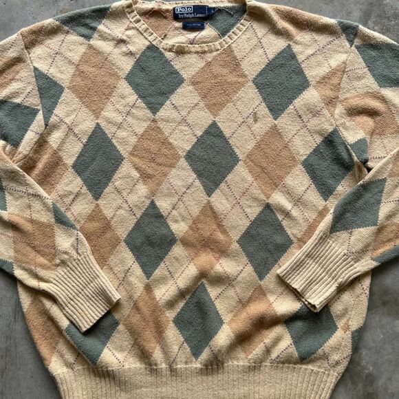 Vintage Polo Ralph Lauren Argyle Pullover Sweater Size Large - Picture 2 of 6